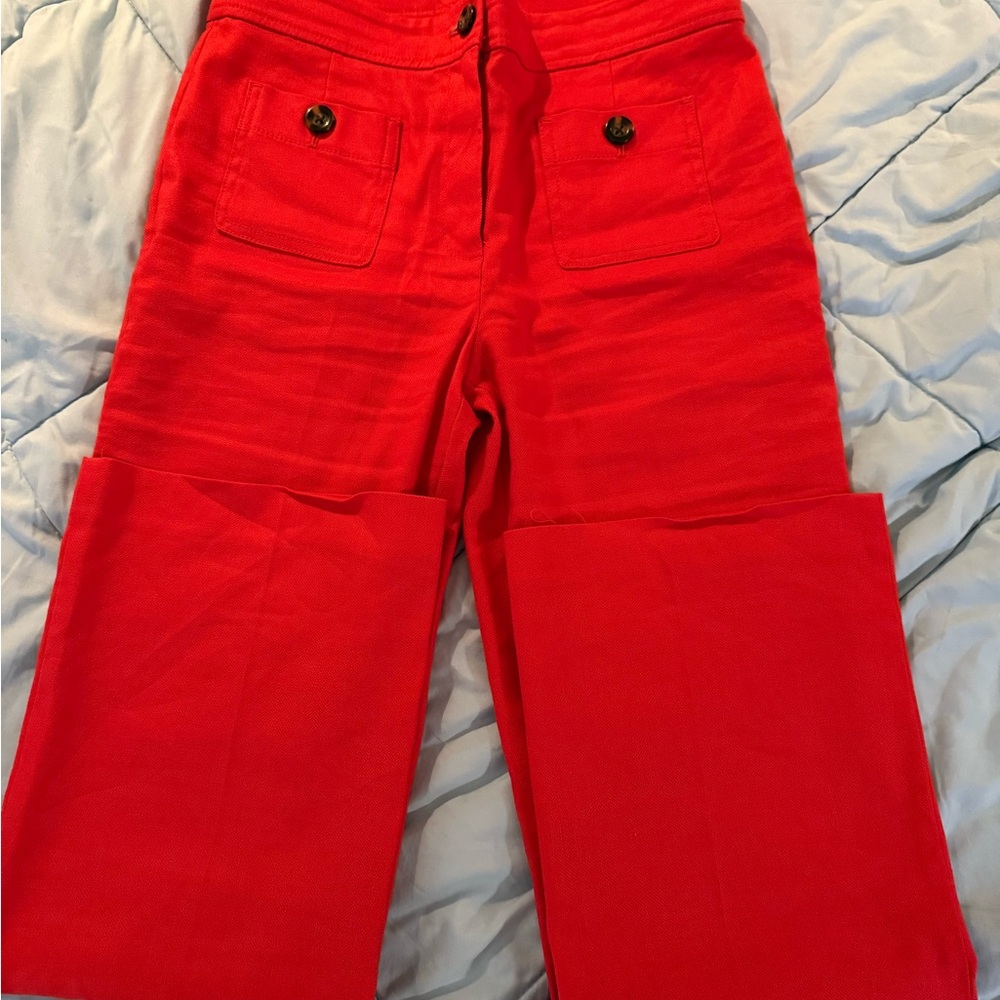 Ann Taylor Red Wide Leg Jeans